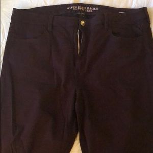 Burgundy skinny denim